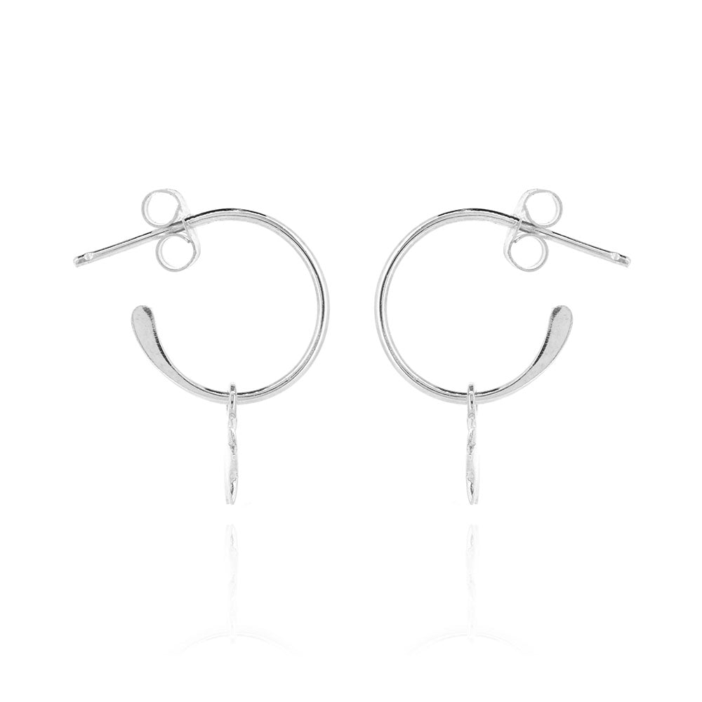 Daisy Hoop Stud Earrings - Sterling Silver Hoop Earrings