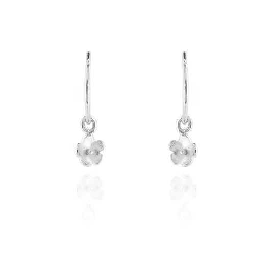 Daisy Hoop Stud Earrings - Sterling Silver Hoop Earrings