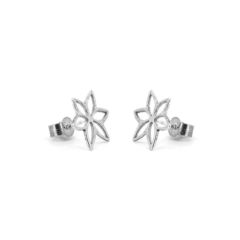 Fretwork Flower Stud Earrings - Sterling Silver Stud Earrings
