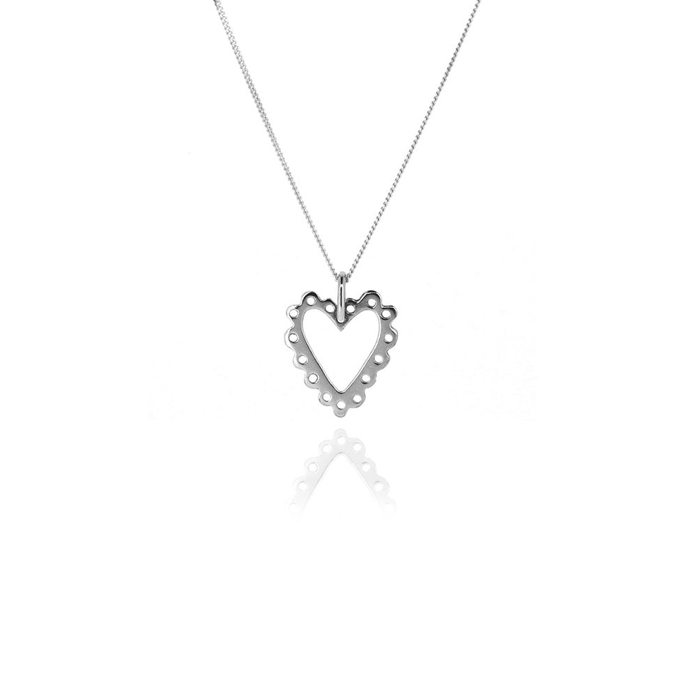 Frilly Heart Necklace - Sterling Silver Necklace