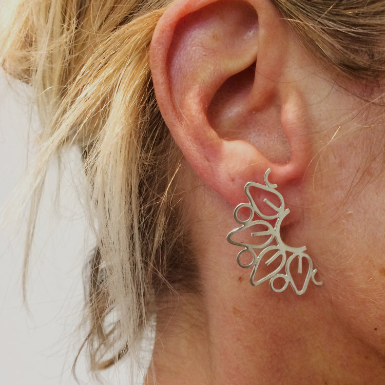 Mandala Back Stud Earrings - Sterling Silver Stud Earrings