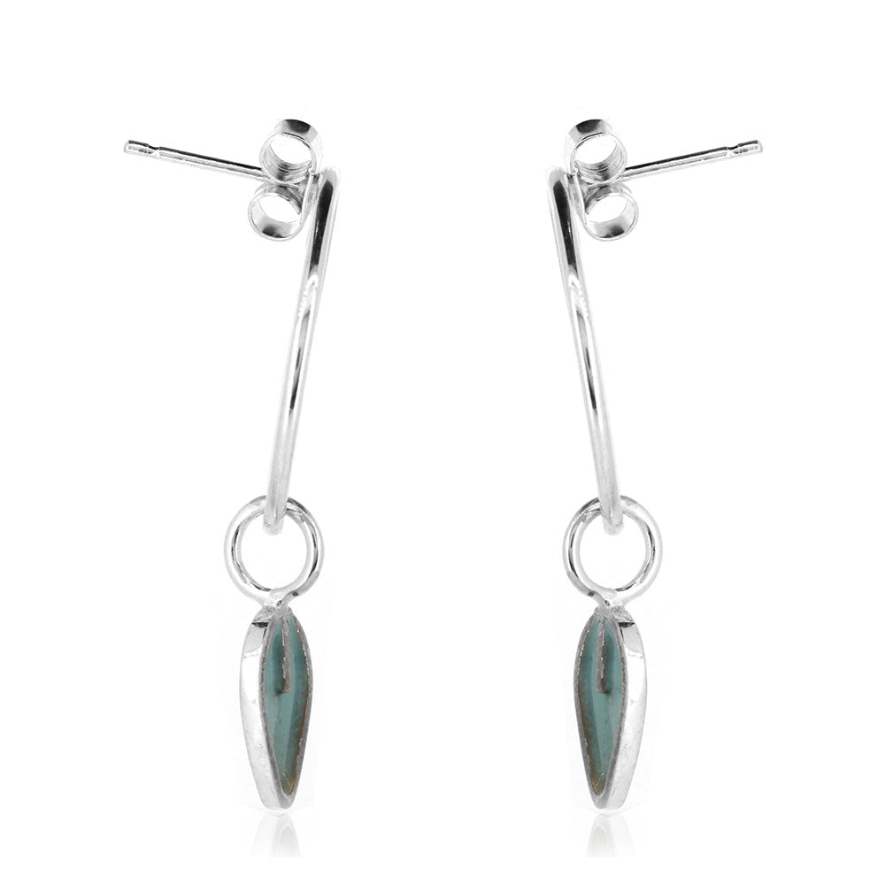 Drop Loop Duck Egg Stud Earrings - Sterling Silver Stud Earrings