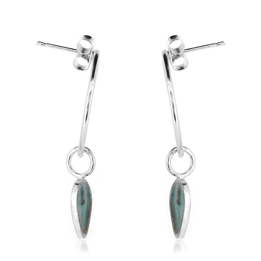 Drop Loop Duck Egg Stud Earrings - Sterling Silver Stud Earrings