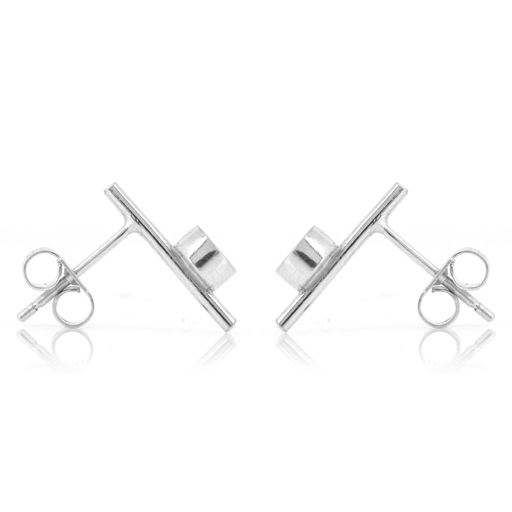 Tiny Stem And Dot Duck Egg Stud Earrings - Sterling Silver