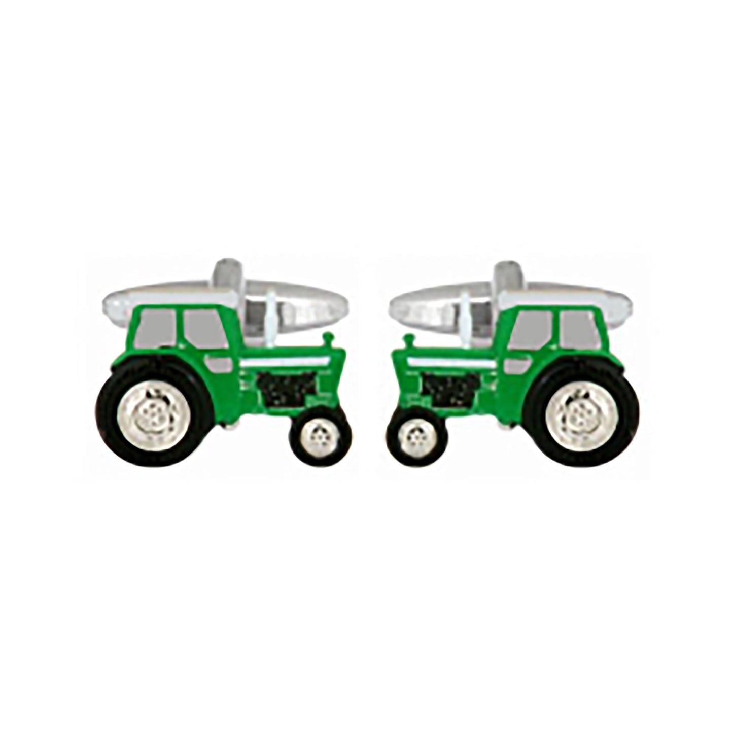 Cufflinks - Green Tractor Rhodium Plated