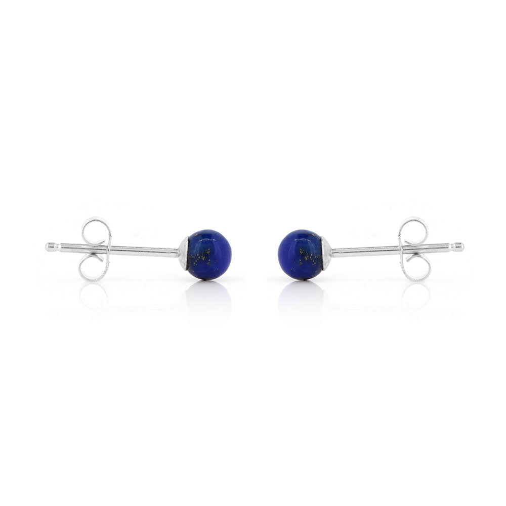 Alyssia Lapis Lazuli 4mm Stud Earrings - Sterling Silver Stud Earrings