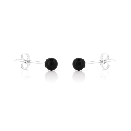 Alyssia Onyx 4mm Stud Earrings - Sterling Silver Stud Earrings