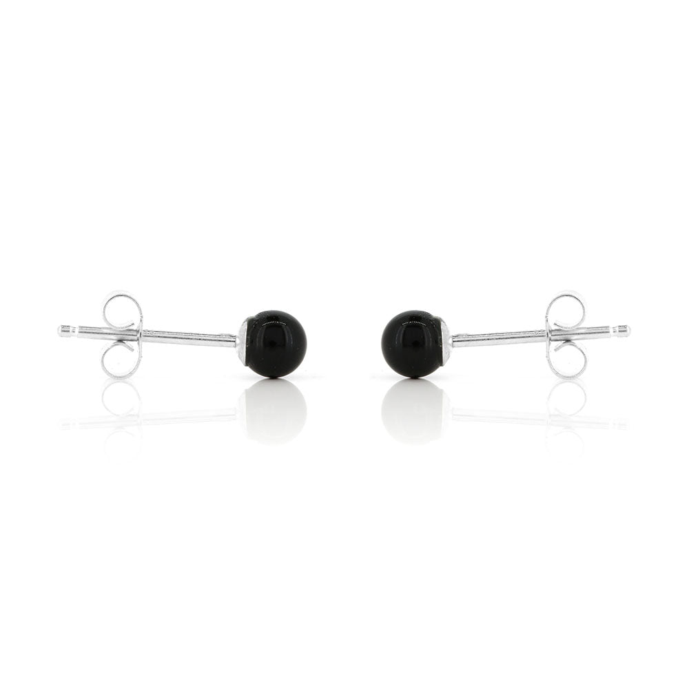Alyssia Onyx 4mm Stud Earrings - Sterling Silver