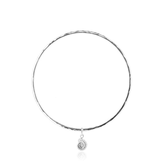 Ammonite Charm Bangle - Sterling Silver Bangles