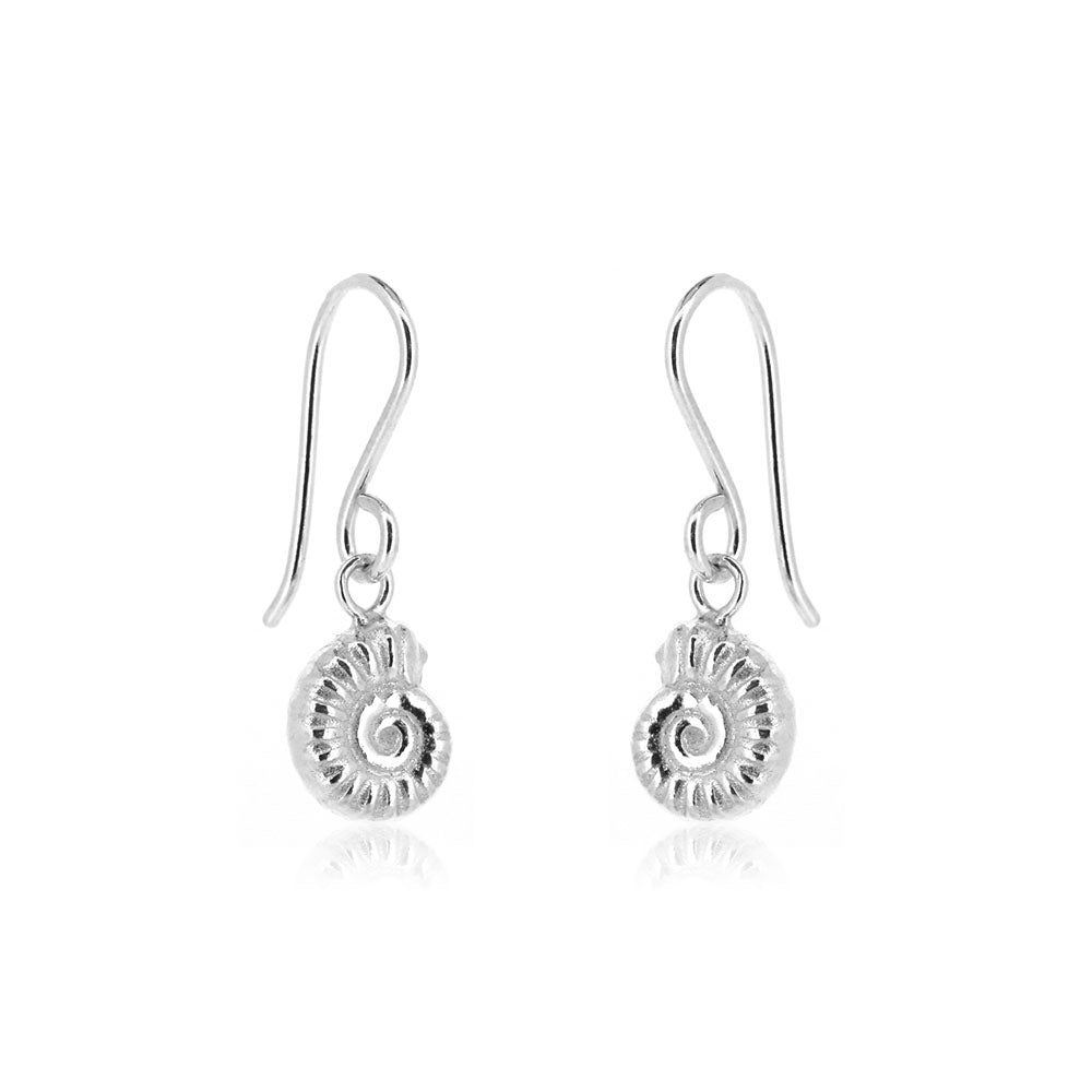 Ammonite Drop Earrings - Sterling Silver Drop Earrings