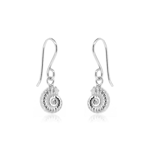 Ammonite Drop Earrings - Sterling Silver Drop Earrings