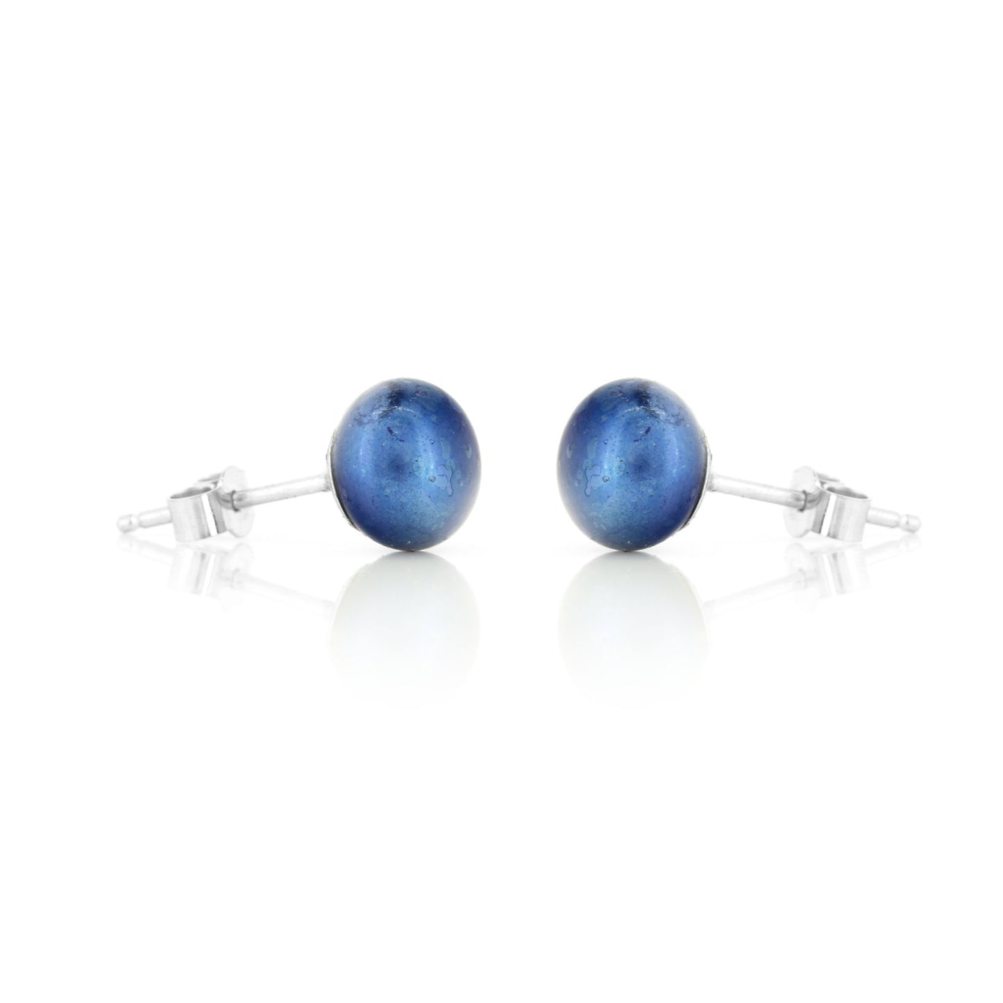 Alyssia Peacock Freshwater Pearl 7mm Stud Earrings - Sterling Silver