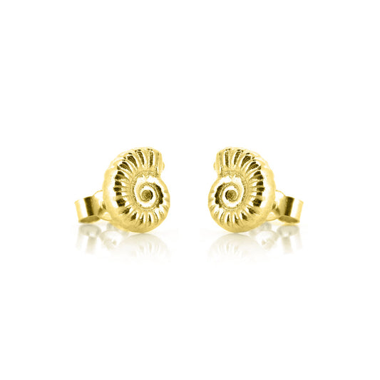 Ammonite Stud Earrings - Yellow Gold Vermeil Stud Earrings