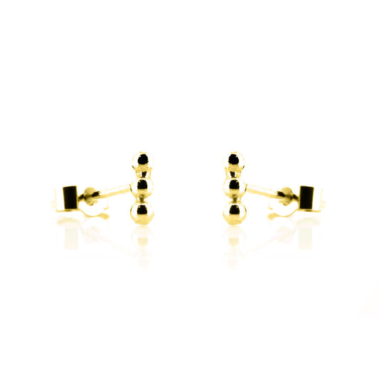 Solar Beaded Line Bar Small Stud Earrings - Yellow Gold Vermeil Stud Earrings