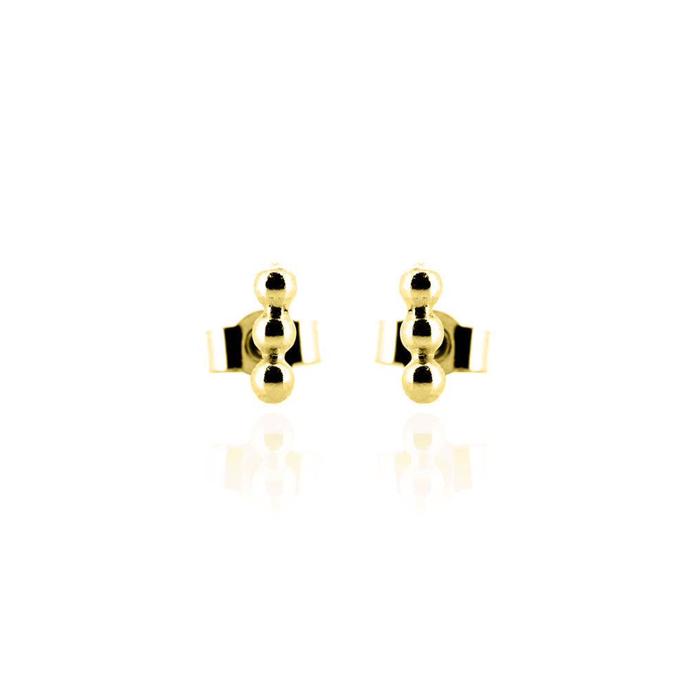 Solar Beaded Line Bar Small Stud Earrings - Yellow Gold Vermeil Stud Earrings