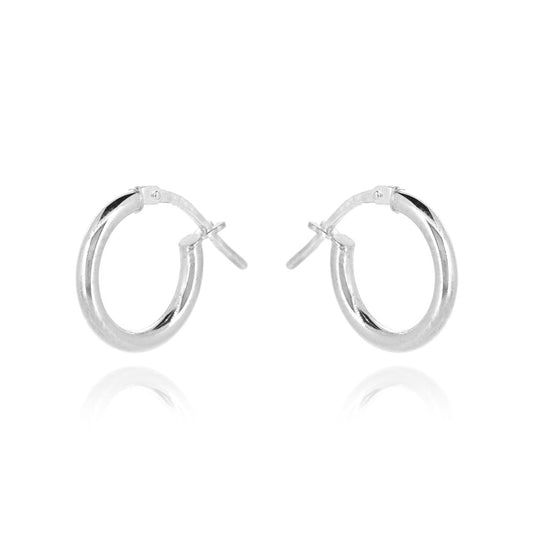Creole Medium Weight Plain 16mm Hollow Hoop Earrings - Sterling Silver Hoop Earrings