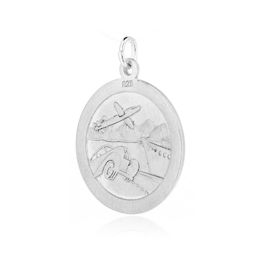 St Christopher 22mm Reversible Pendant - Sterling Silver