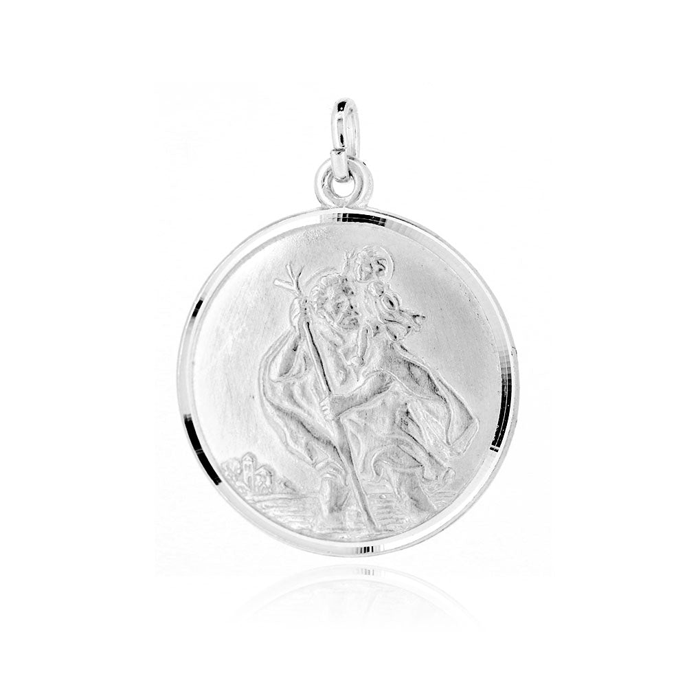 St Christopher 22mm Reversible Pendant - Sterling Silver Jewellery