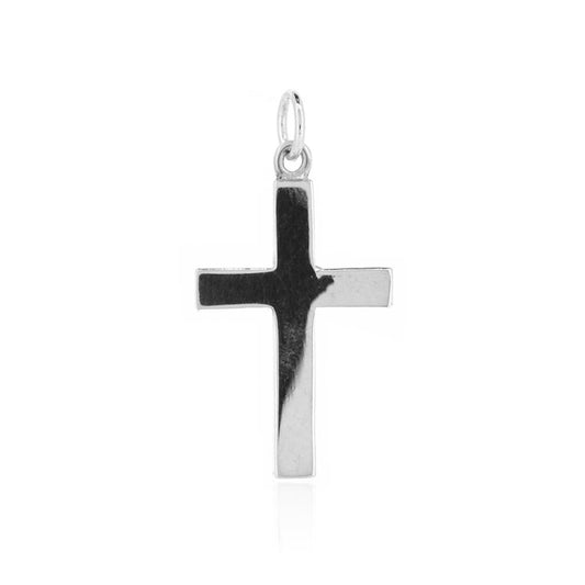 Cross Plain 25mm Pendant - Sterling Silver Jewellery