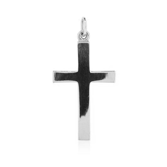 Cross Plain 30mm Pendant - Sterling Silver Jewellery