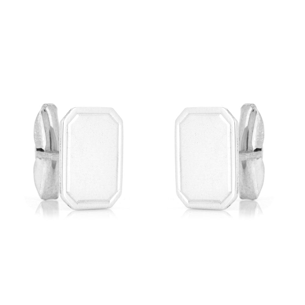 Cufflinks - Plain Rectangular - Sterling Silver