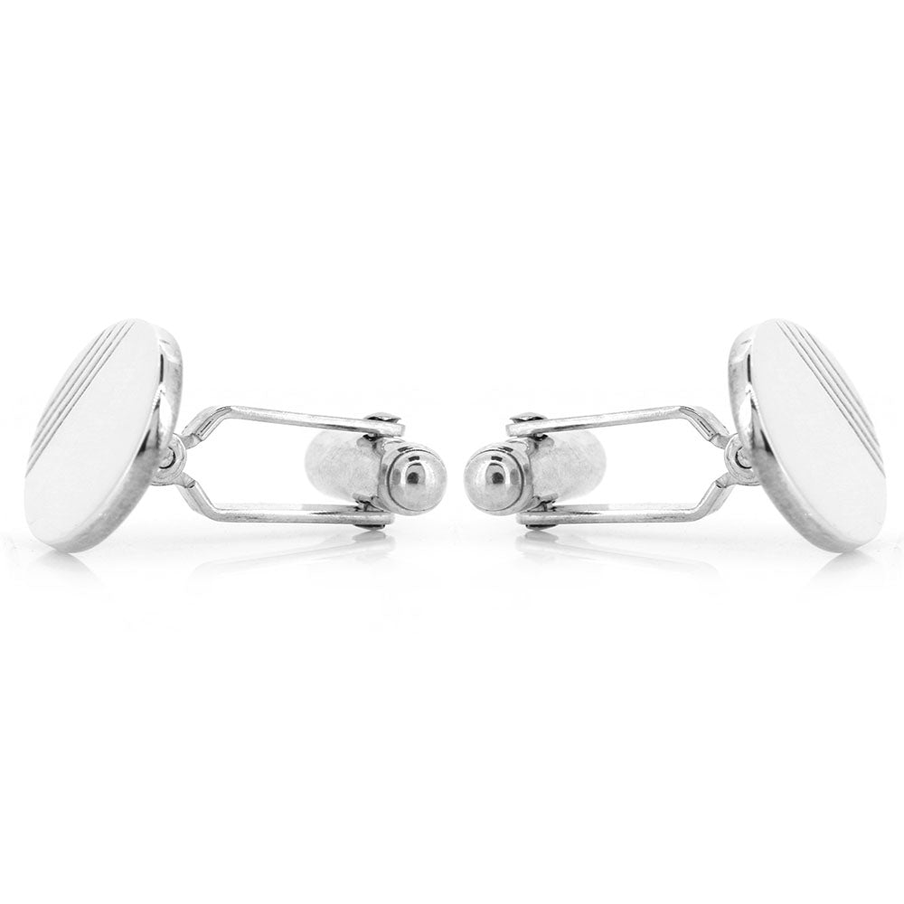 Cufflinks - Engraved Oval - Sterling Silver