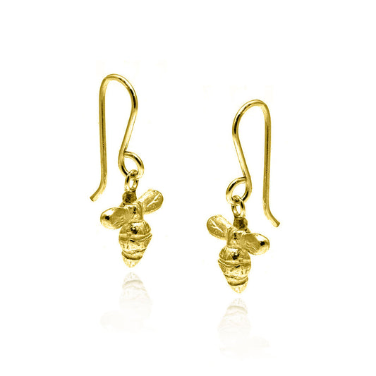 Bee Drop Earrings - Yellow Gold Vermeil Drop Earrings