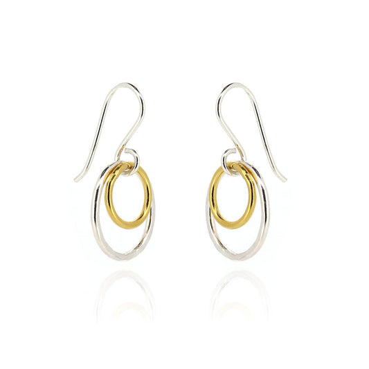 Cosmic Circle Two Colour Drop Earrings - Sterling Silver & Vermeil Drop Earrings