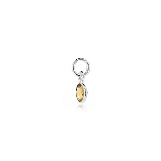Citrine November Birthstone Charm - Sterling Silver Jewellery