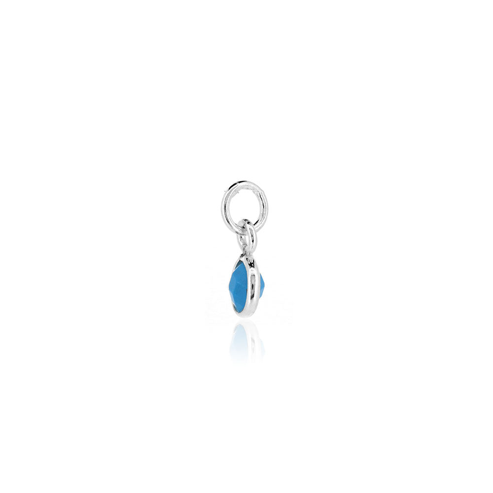 Turquoise December Birthstone Charm - Sterling Silver