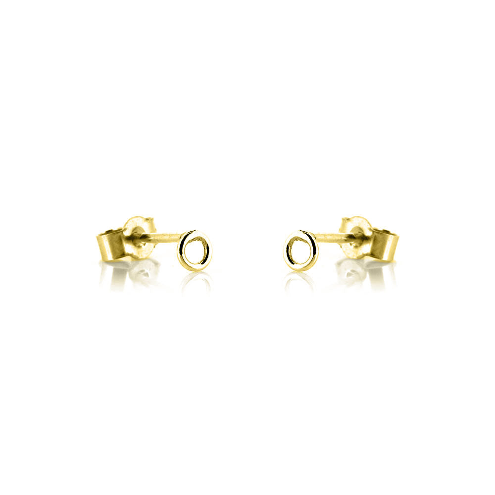 Unity Circle Tiny 3mm Stud Earrings - 9ct Yellow Gold