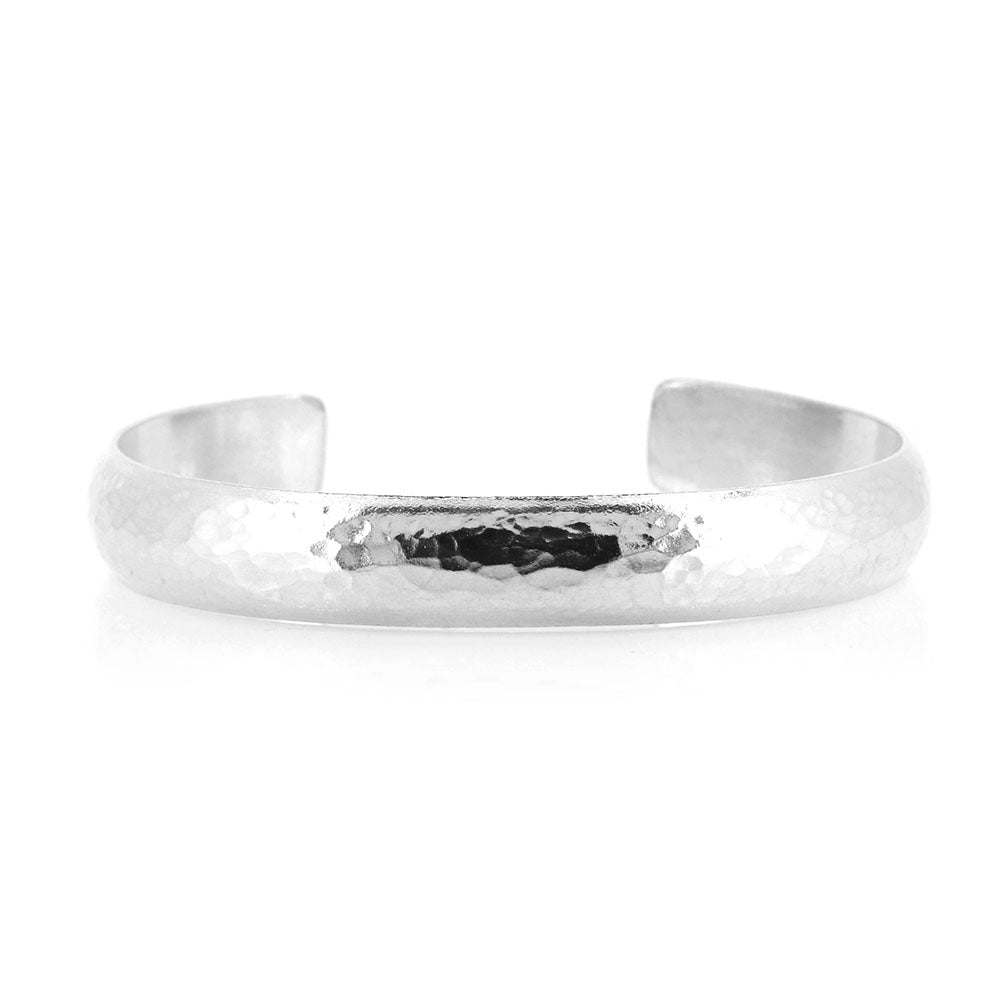 Esther Dappled Cuff Bangle - 11mm Width - Sterling Silver - Medium Bangles