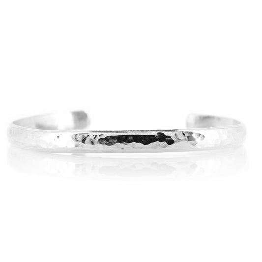 Esther Dappled Cuff Bangle - 6mm Width - Sterling Silver - Small Bangles