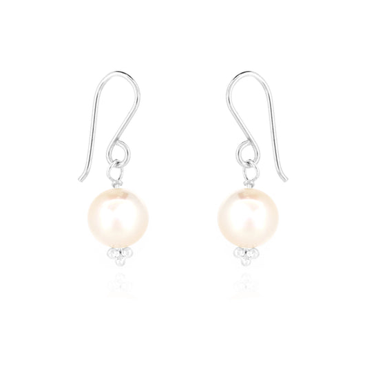 Catalina White Freshwater Pearl Drop Earrings - Sterling Silver