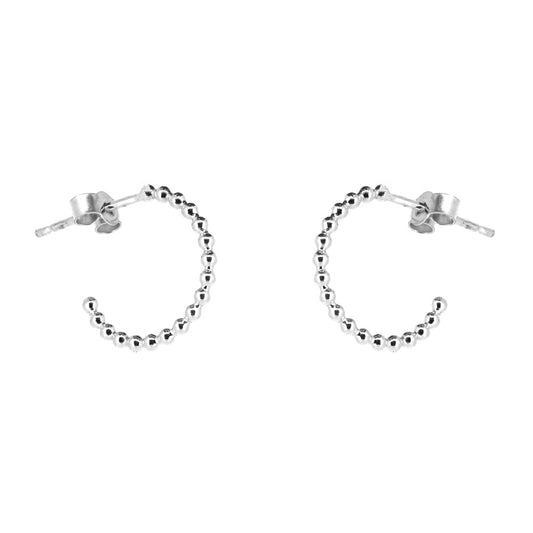 Solar Circle Beaded Hoop Earrings - Sterling Silver Hoop Earrings