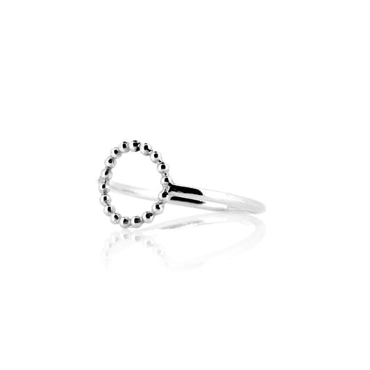 Solar Circle Beaded Ring - Sterling Silver - Size O Rings
