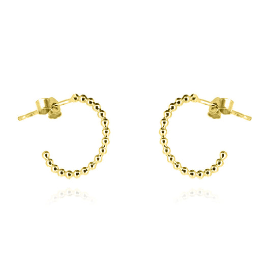 Solar Circle Beaded Hoop Earrings - Yellow Gold Vermeil Hoop Earrings