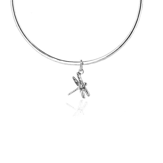 Dragonfly Charm Bangle - Sterling Silver Bangles