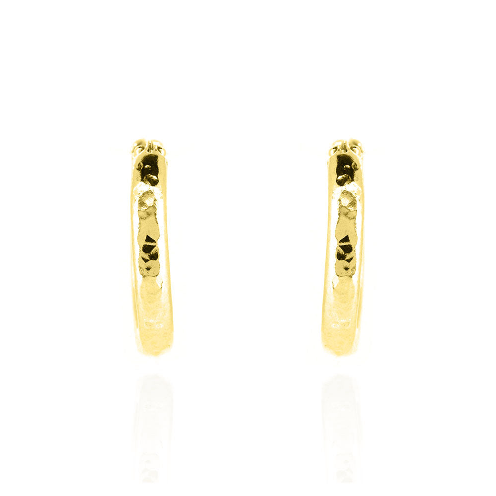 Esther Dappled Creole Solid Hoop Earrings - Yellow Gold Vermeil Hoop Earrings
