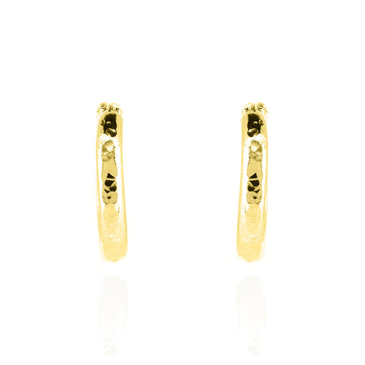 Esther Dappled Creole Solid Hoop Earrings - Yellow Gold Vermeil Hoop Earrings