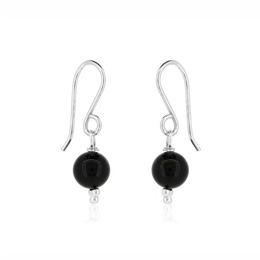 Alyssia Onyx Drop Earrings - Sterling Silver Drop Earrings