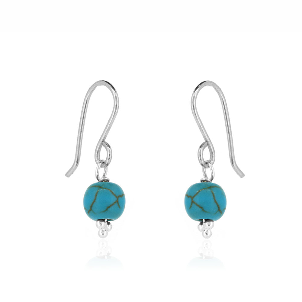 Alyssia Turquoise Howlite Drop Earrings - Sterling Silver Drop Earrings