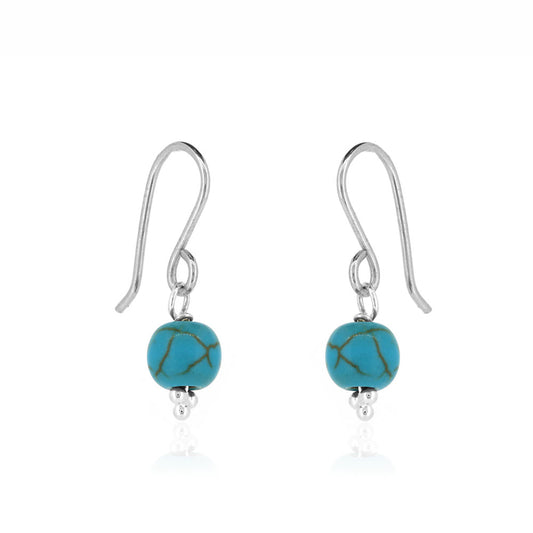 Alyssia Turquoise Howlite Drop Earrings - Sterling Silver Drop Earrings