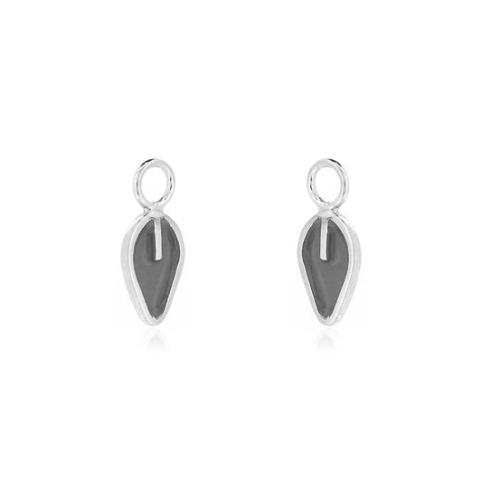 Festival Charcoal Leaf Droppers - Sterling Silver Drop Earrings