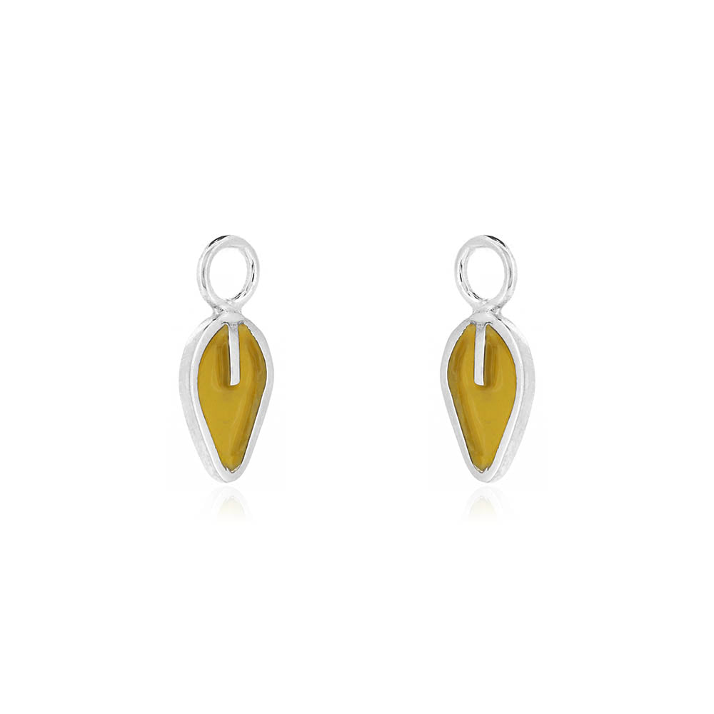 Festival Yellow Leaf Droppers - Sterling Silver Drop Earrings