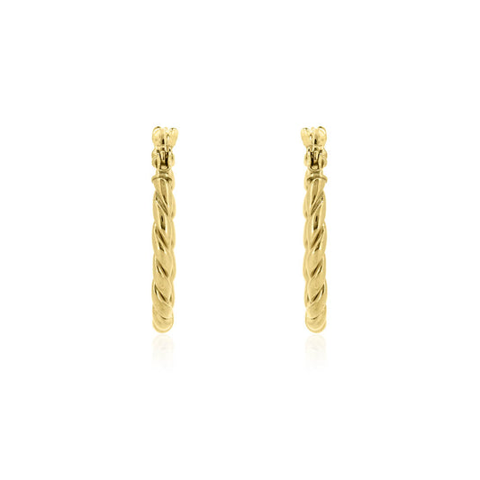 Oval Twisted Hollow Creole Hoop Earrings - 9ct Yellow Gold Hoop Earrings