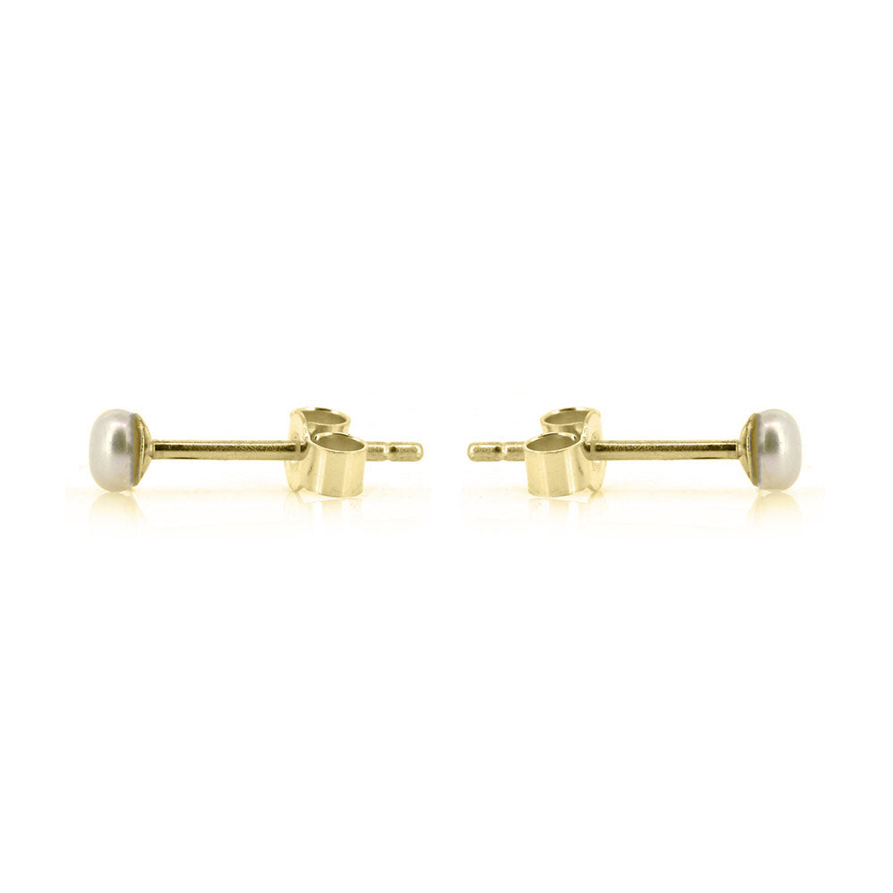 Alyssia White Freshwater Pearl 3mm Stud Earrings - 9ct Yellow Gold Stud Earrings