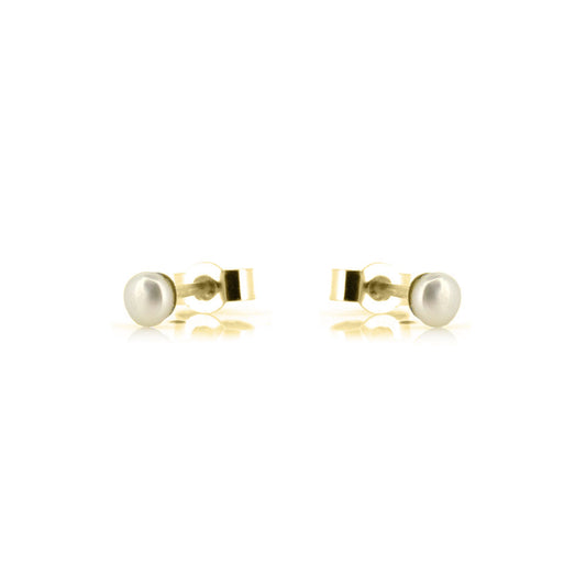 Alyssia White Freshwater Pearl 3mm Stud Earrings - 9ct Yellow Gold Stud Earrings