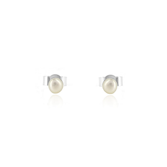 Alyssia White Freshwater Pearl 3mm Stud Earrings - Sterling Silver Stud Earrings