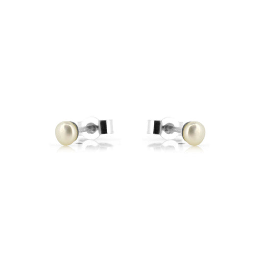 Alyssia White Freshwater Pearl 3mm Stud Earrings - Sterling Silver